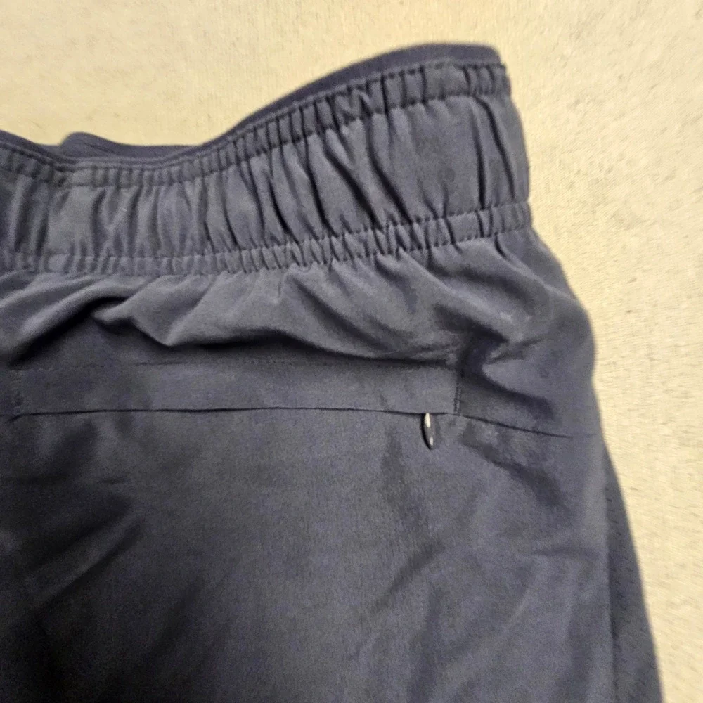 Goat USA Mens Athletic Shorts Navy Blue American Flag Patriotic Logo Large 5in